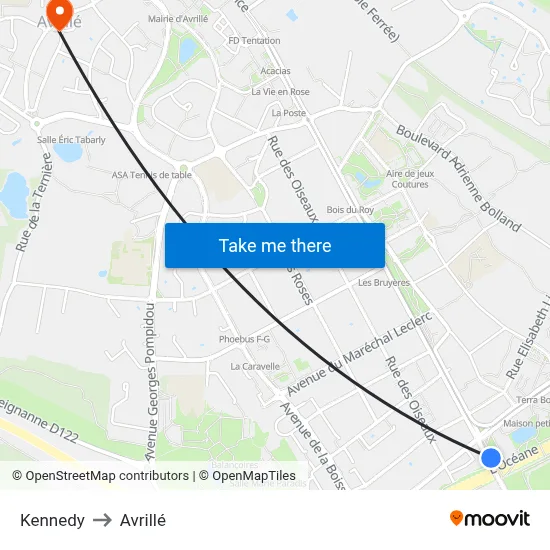 Kennedy to Avrillé map