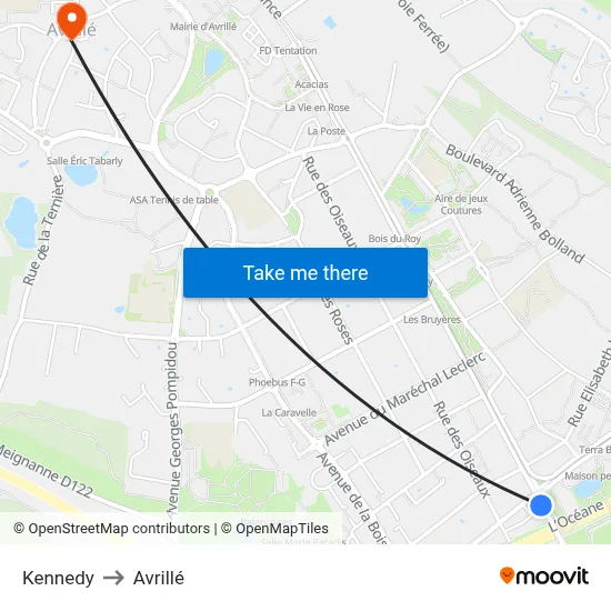 Kennedy to Avrillé map