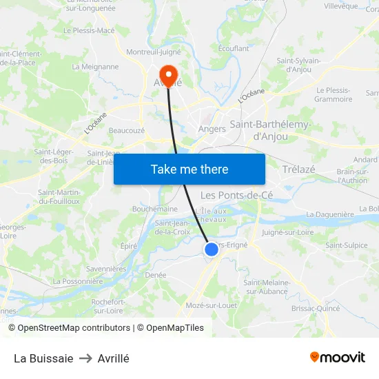 La Buissaie to Avrillé map