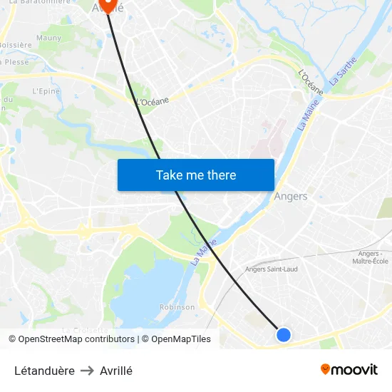 Létanduère to Avrillé map