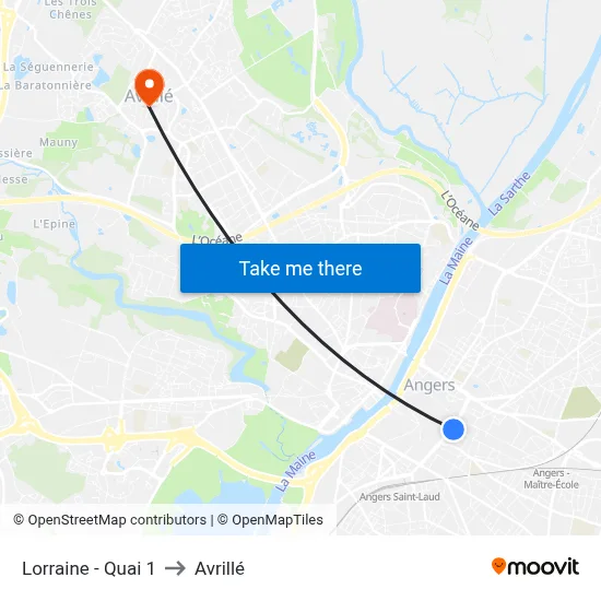 Lorraine - Quai 1 to Avrillé map