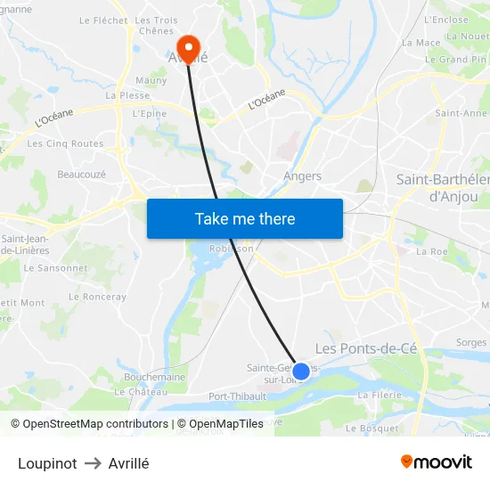 Loupinot to Avrillé map