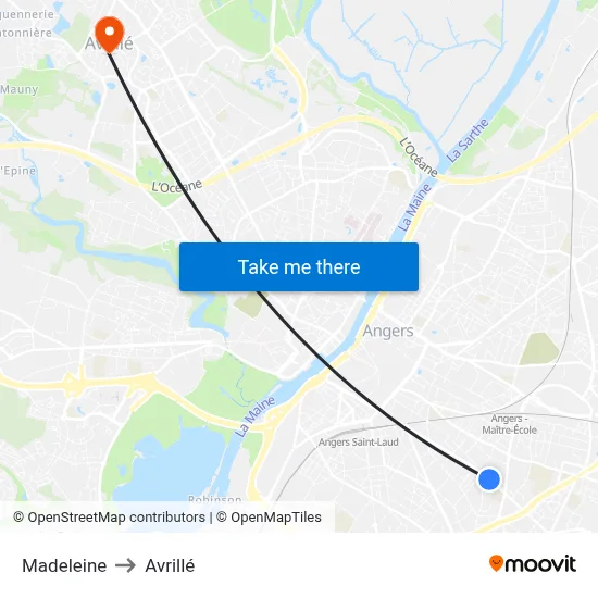 Madeleine to Avrillé map