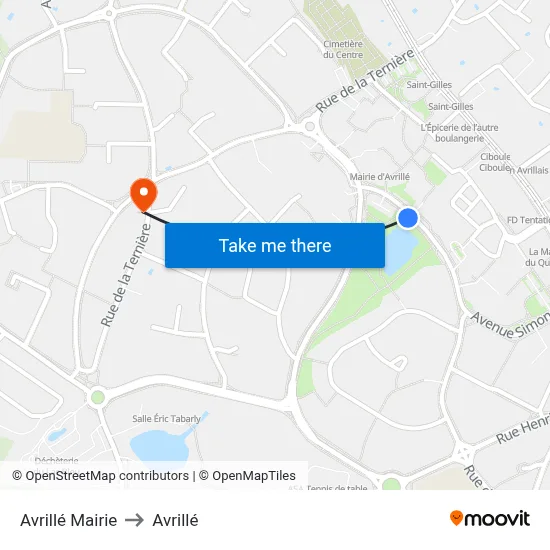 Avrillé Mairie to Avrillé map