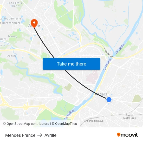 Mendès France to Avrillé map