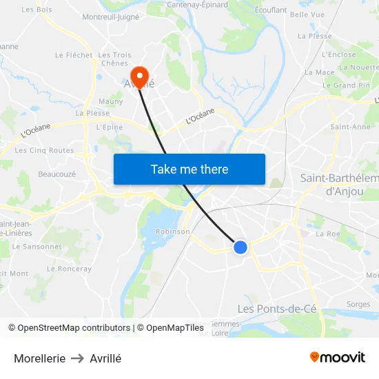 Morellerie to Avrillé map