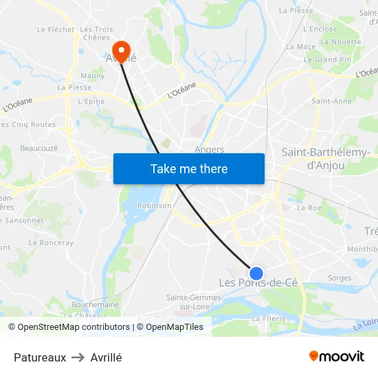 Patureaux to Avrillé map