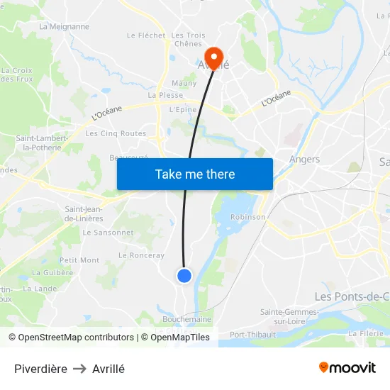 Piverdière to Avrillé map