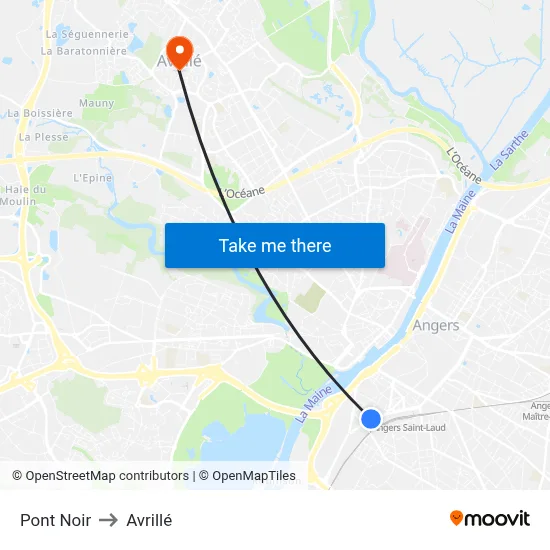 Pont Noir to Avrillé map