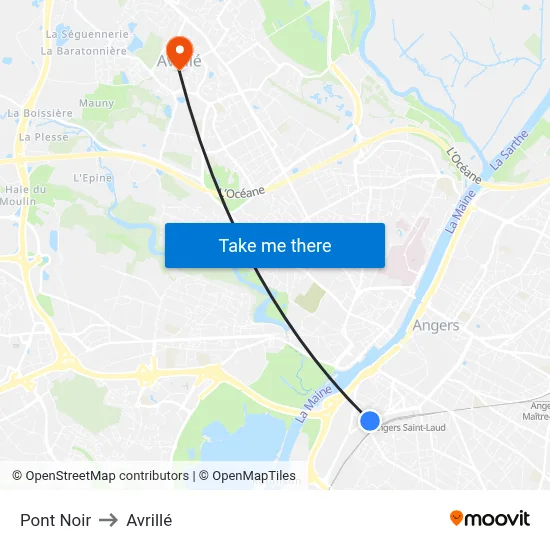 Pont Noir to Avrillé map