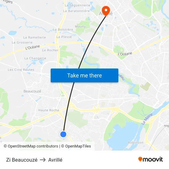 Zi Beaucouzé to Avrillé map