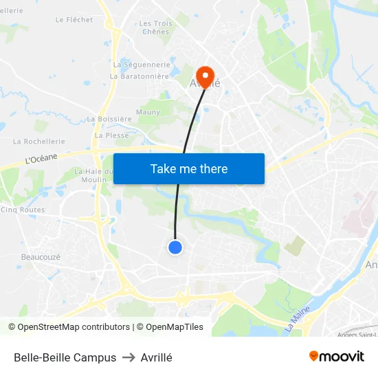Belle-Beille Campus to Avrillé map