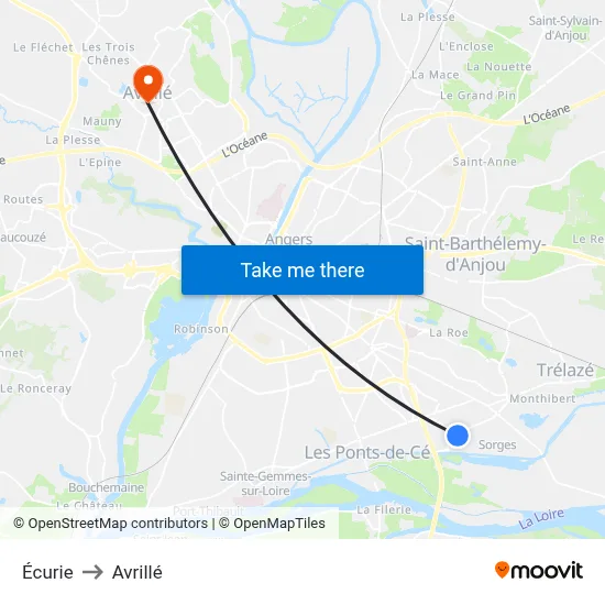 Écurie to Avrillé map