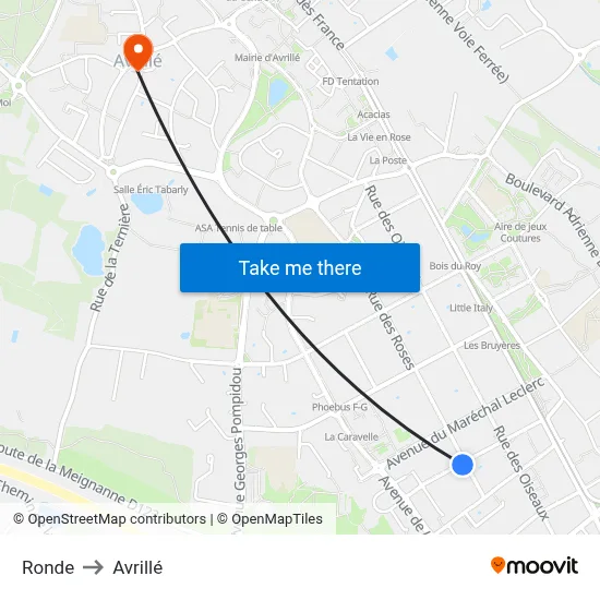 Ronde to Avrillé map