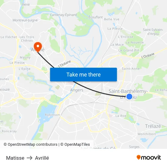 Matisse to Avrillé map