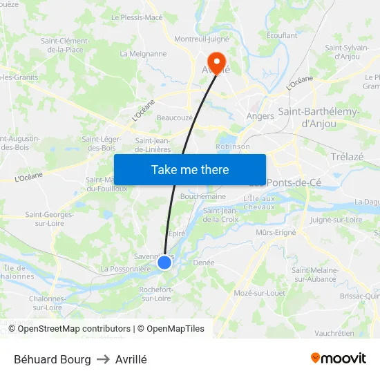 Béhuard Bourg to Avrillé map