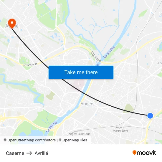 Caserne to Avrillé map