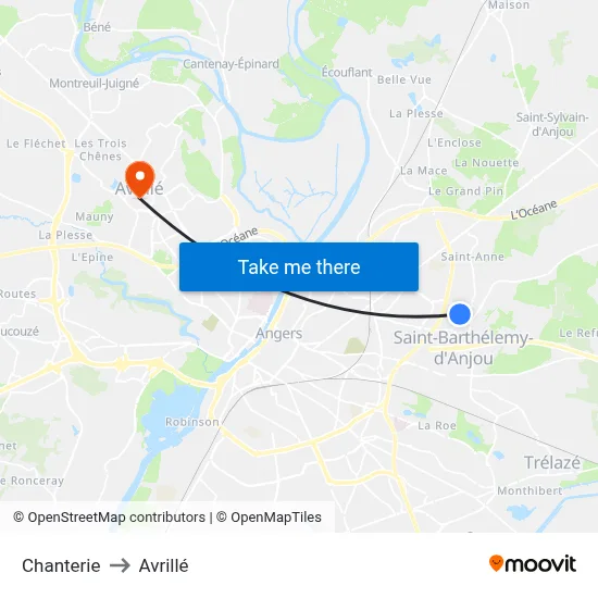 Chanterie to Avrillé map