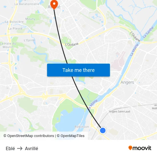 Eblé to Avrillé map
