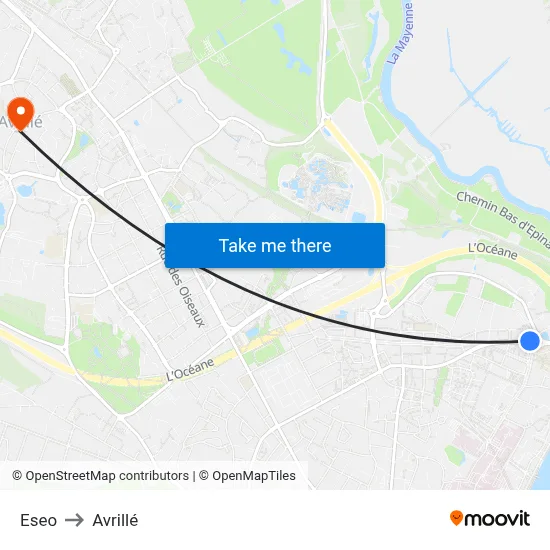 Eseo to Avrillé map