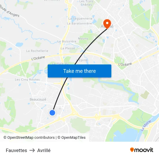 Fauvettes to Avrillé map