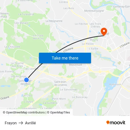 Frayon to Avrillé map