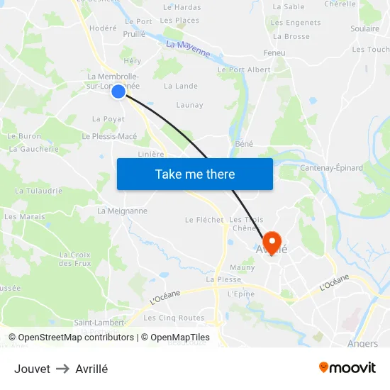 Jouvet to Avrillé map