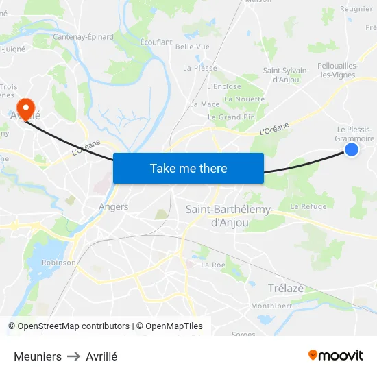 Meuniers to Avrillé map