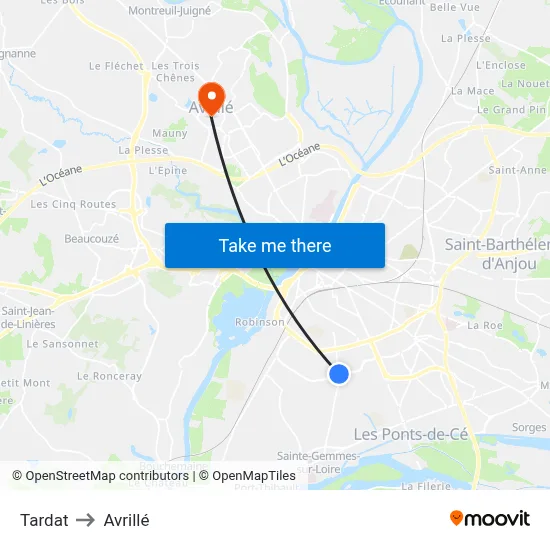Tardat to Avrillé map