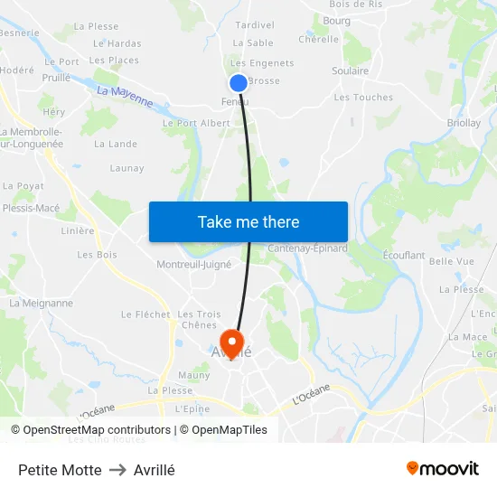 Petite Motte to Avrillé map