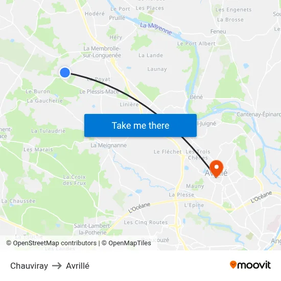 Chauviray to Avrillé map