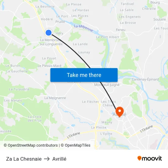 Za La Chesnaie to Avrillé map