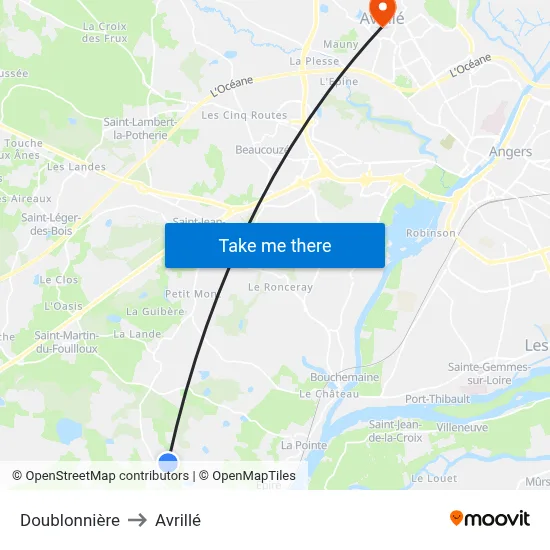 Doublonnière to Avrillé map