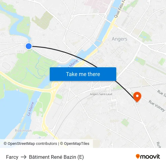 Farcy to Bâtiment René Bazin (E) map