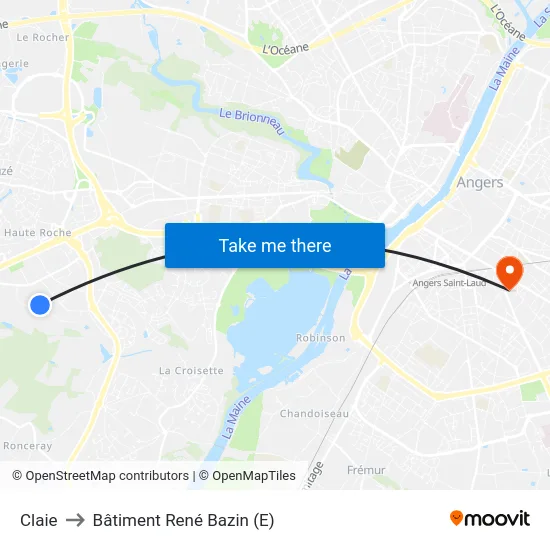 Claie to Bâtiment René Bazin (E) map