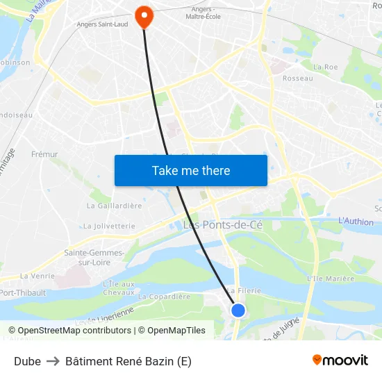Dube to Bâtiment René Bazin (E) map