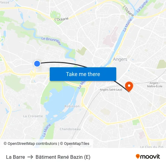 La Barre to Bâtiment René Bazin (E) map