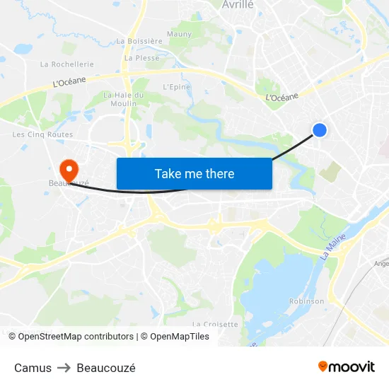 Camus to Beaucouzé map