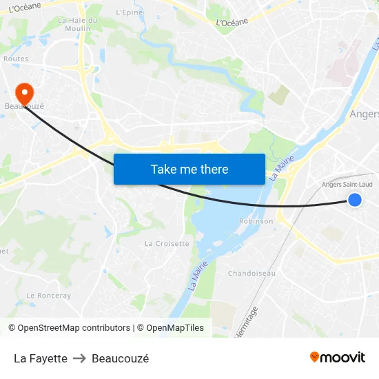 La Fayette to Beaucouzé map