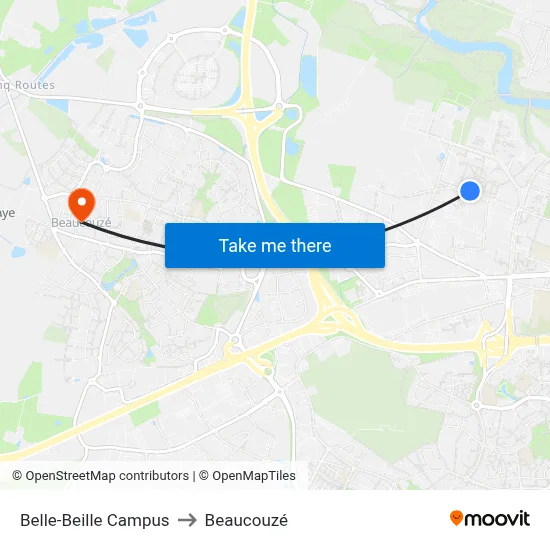 Belle-Beille Campus to Beaucouzé map