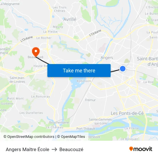 Angers Maître École to Beaucouzé map