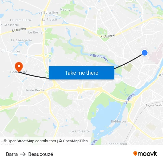 Barra to Beaucouzé map