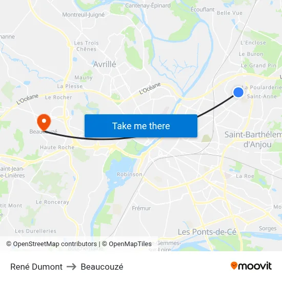 René Dumont to Beaucouzé map