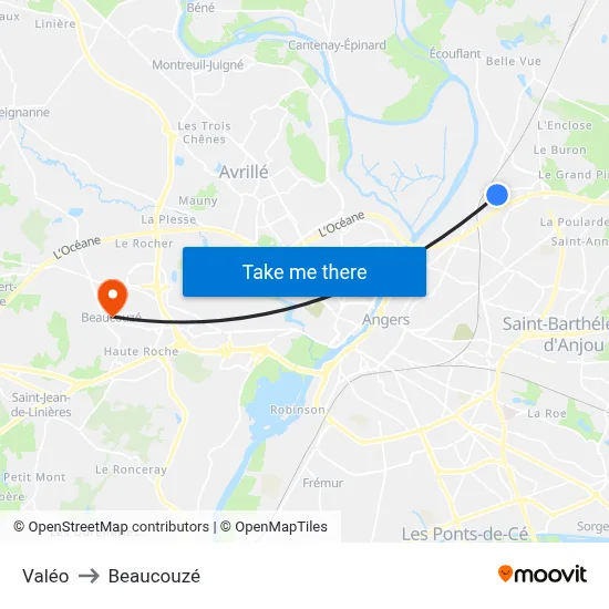Valéo to Beaucouzé map