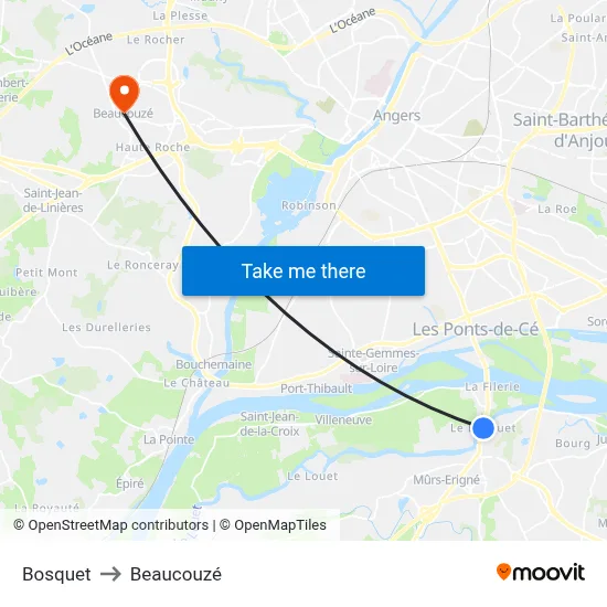 Bosquet to Beaucouzé map