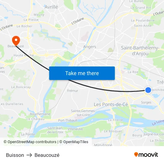 Buisson to Beaucouzé map