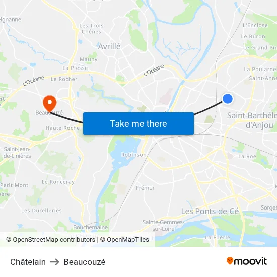 Châtelain to Beaucouzé map