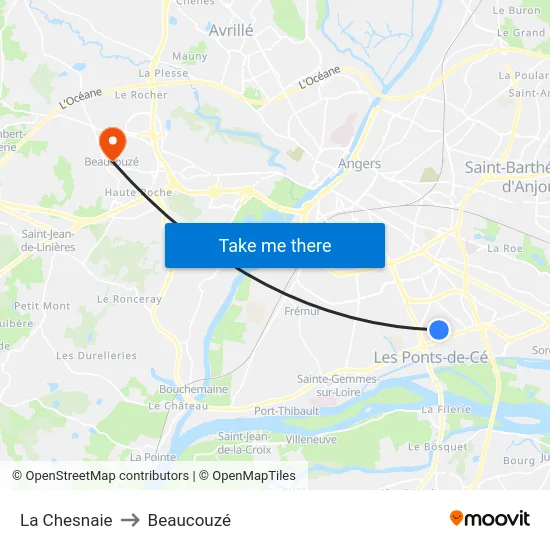 La Chesnaie to Beaucouzé map