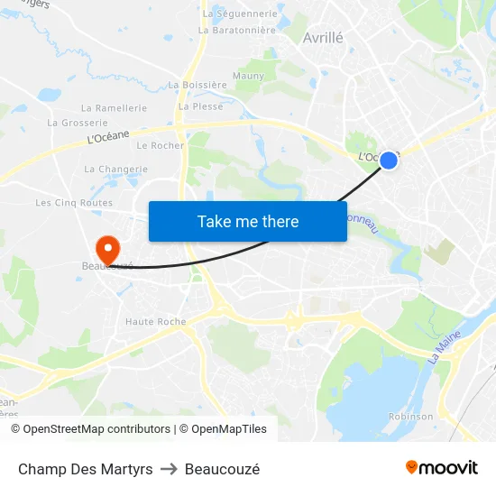 Champ Des Martyrs to Beaucouzé map