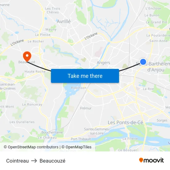 Cointreau to Beaucouzé map
